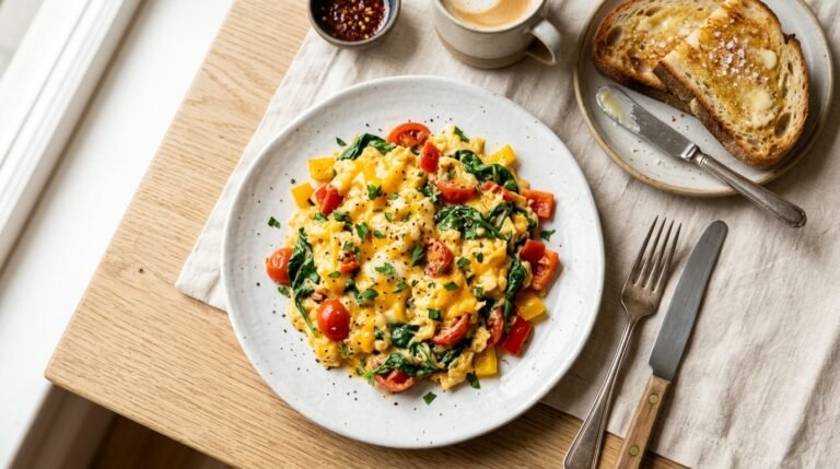 Cheesy Veggie Scrambled Eggs