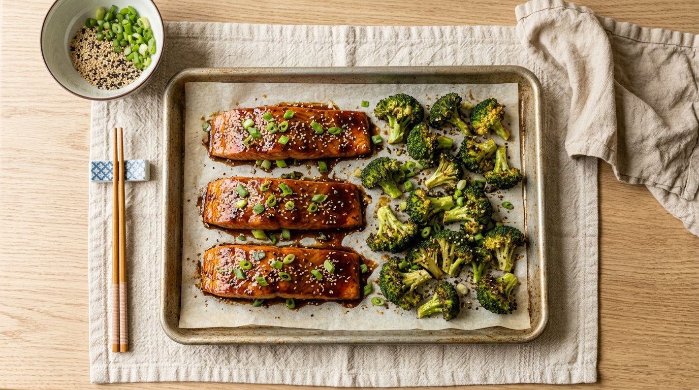 One-Pan Teriyaki Salmon and Broccoli