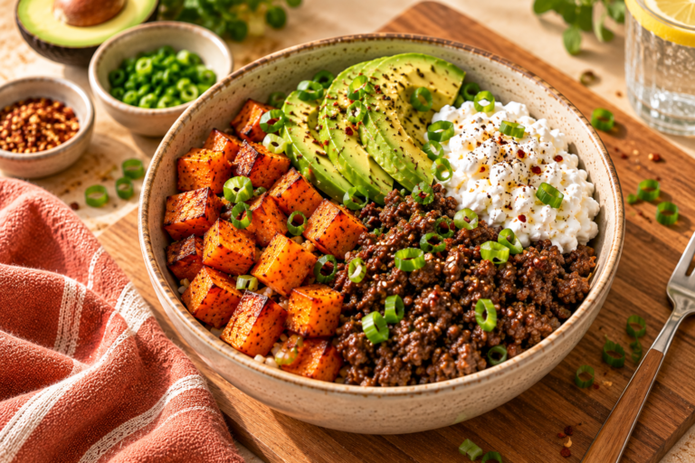 Sweet Potato and Ground Beef Bowl